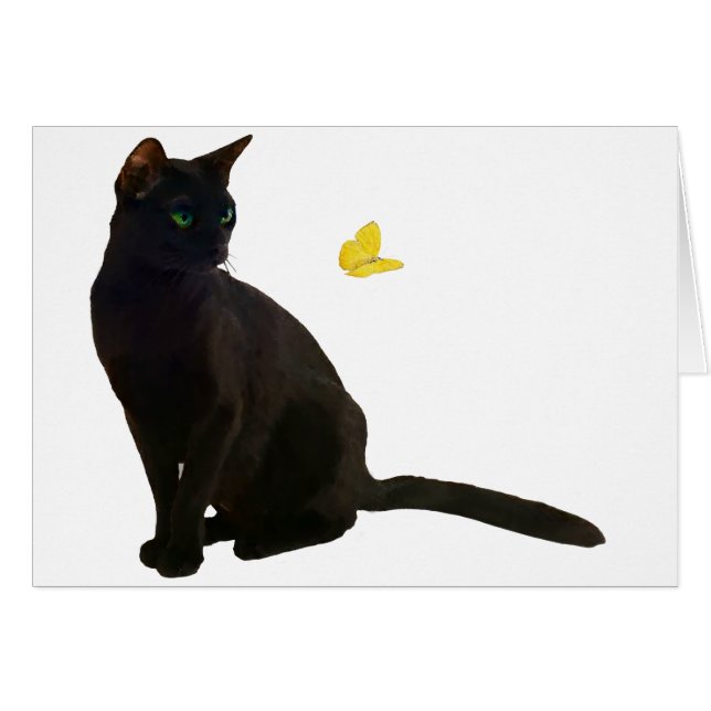 Bombay Cat & Butterfly Hälsningskort (Framsidan Horizontal)