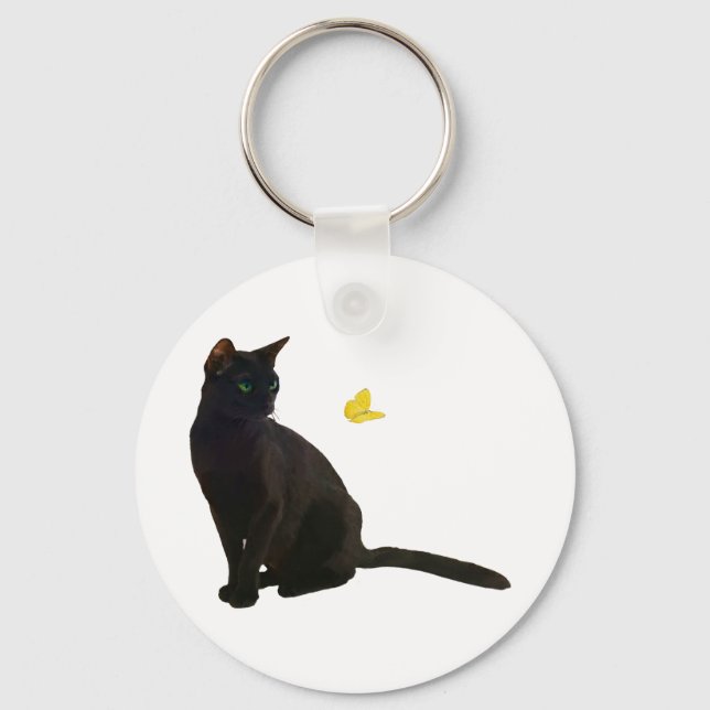 Bombay Cat & Butterfly Nyckelring (Framsida)