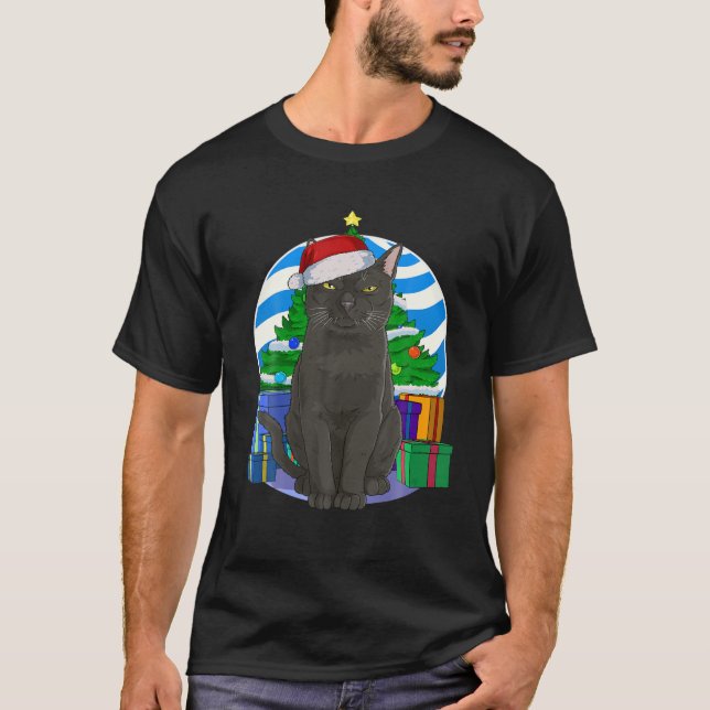 Bombay Cat Cute Santa Julgran Decor Gift T Shirt (Framsida)
