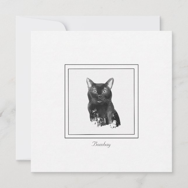 Bombay Cat Elegant Chalk Teckning-platta antecknin Anteckningskort (Framsida)