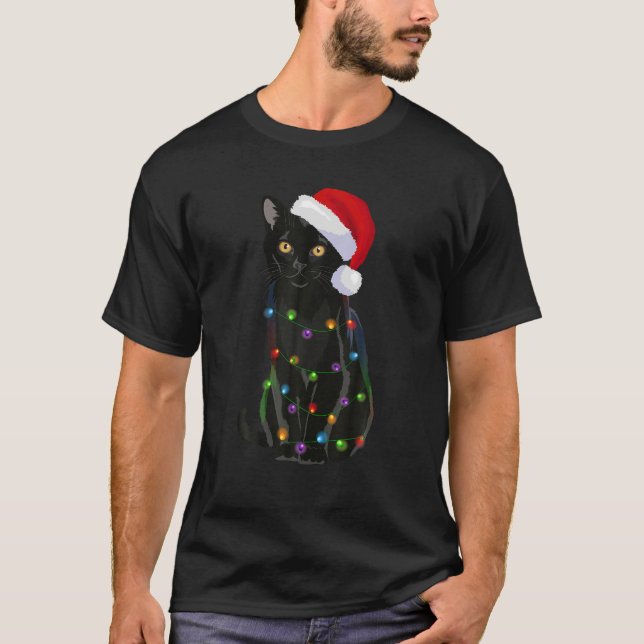 Bombay Cat jul Ljus Julafton Cat Lover Santa H T Shirt (Framsida)