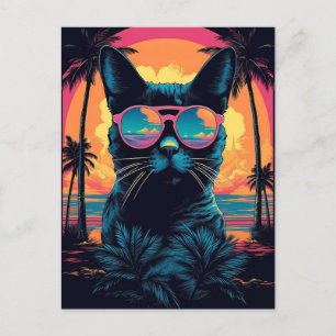 Bombay Cat med solglasögon på stranden Vykort