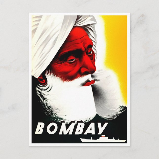 Bombay India vintage resor vykort (Framsida)