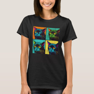 Bombay Katt Pop Illustration Färgglad Djur Kvinnor T Shirt