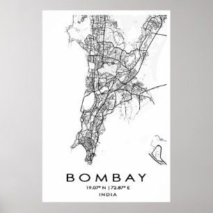 Bombay/Mumbai Karta poster Maharashtra Indien