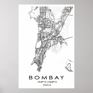 Bombay/Mumbai Karta poster | Maharashtra| Indien