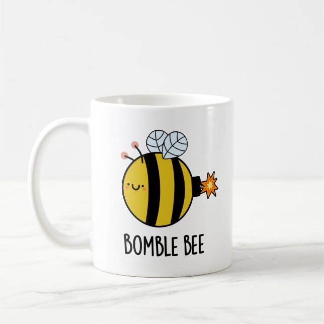 Bomble Bee Funny Bumblebee Bomb Pun Kaffemugg (Vänster)