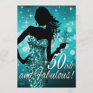 Bombshell Glitter Sparkle 50-ish Födelsedag turk Inbjudningar