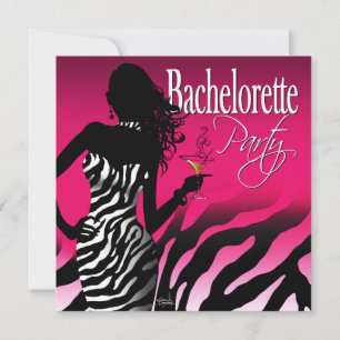 Bombshell Zebra Bachelorette Dam Night fuschia Inbjudningar