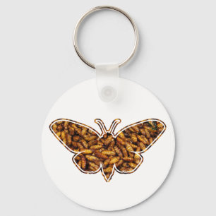 Bombyx Mori Silke Moth Life Cycle Silhouette Nyckelring