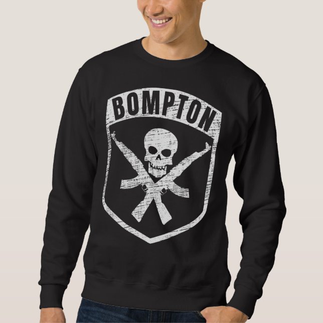 Bompton California Skull Ak 47 Hip hop Rap Lång Ärmad Tröja (Framsida)