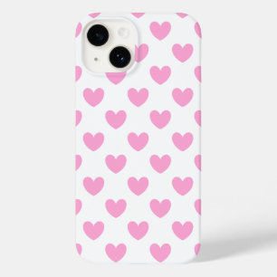 Bomull Candy Rosa polka-hjärtan på vitt