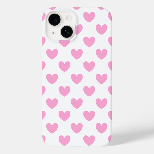 Bomull Candy Rosa polka-hjärtan på vitt (Baksida)