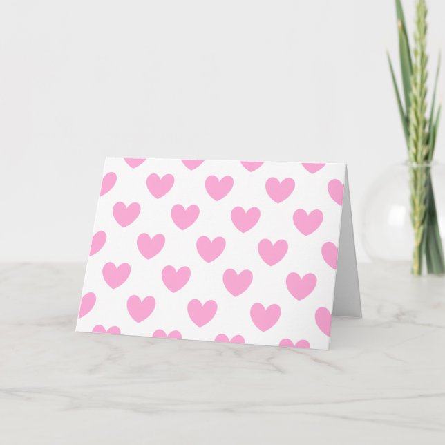Bomull Candy Rosa polka-hjärtan på vitt Helgkort (Framsida)