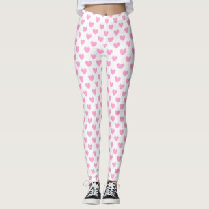 Bomull Candy Rosa polka-hjärtan på vitt Leggings
