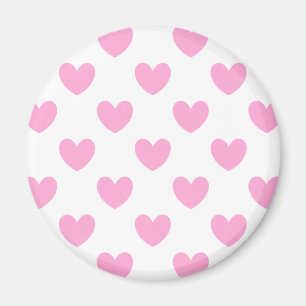 Bomull Candy Rosa polka-hjärtan på vitt Magnet