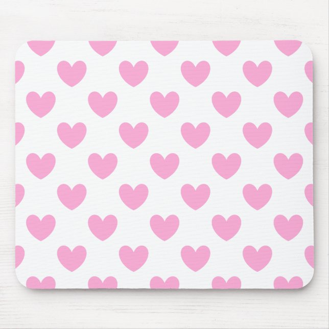 Bomull Candy Rosa polka-hjärtan på vitt Musmatta (Framsidan)