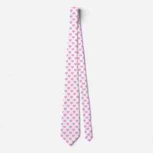 Bomull Candy Rosa polka-hjärtan på vitt Slips