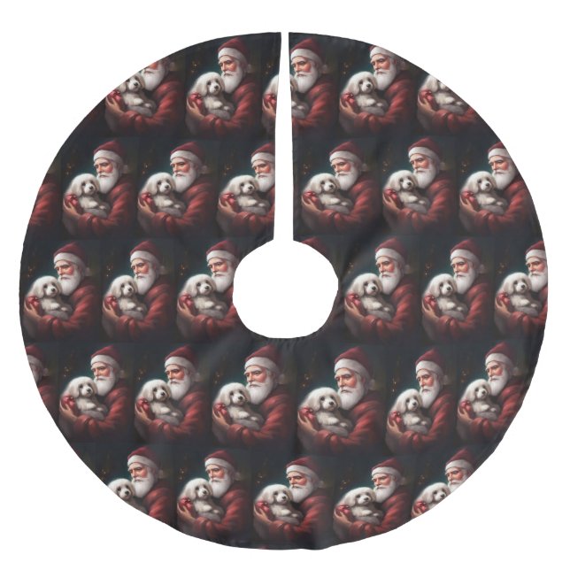 Bomull De Tulear Med Tomte Jul Julgransmatta Borstad Polyester (Framsidan)