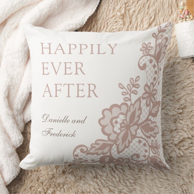 Bomull Dusty ro personlig bröllop Kudde (Filt)