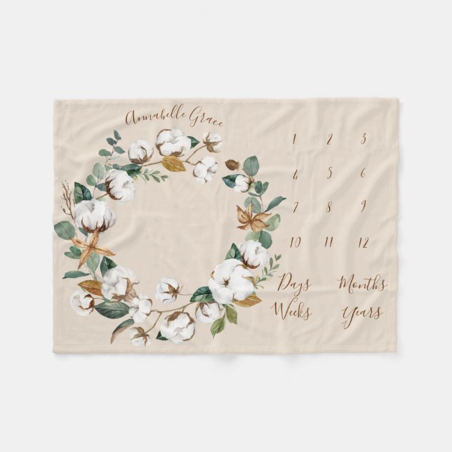 Bomull Eucalyptus Utandning månatlig milsten Baby Fleecefilt (Framsidan (Horisontell))