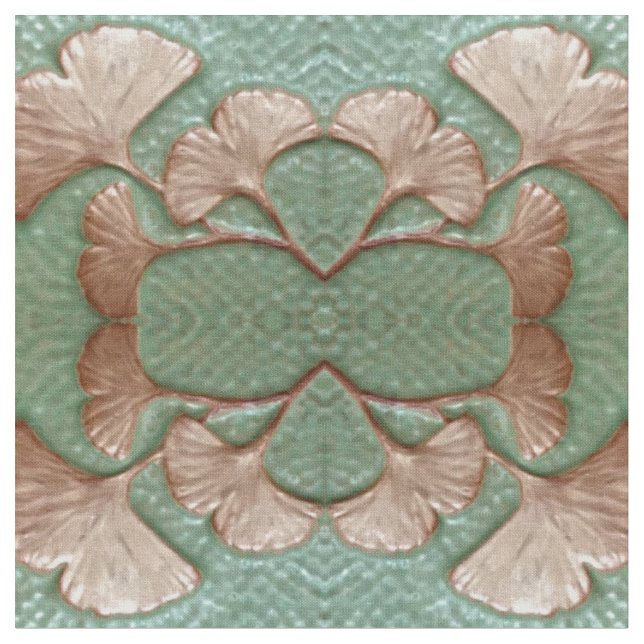 Bomull Fabric med Gingko löv mönster Tyg (Närbild)