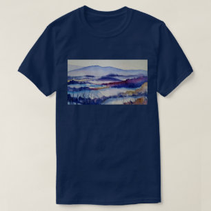 Bomull för Winter Blues Watercolor Snö-bergen T Shirt