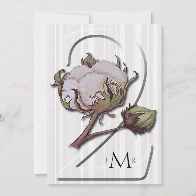 Bomull på rand 2-års jubileum för vigsel inbjudningar (Framsida)