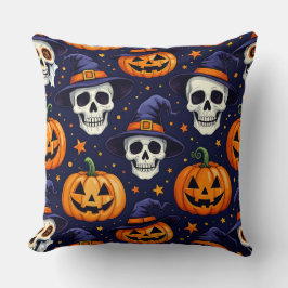 Bomull Skull och Pumpkin Kudde
