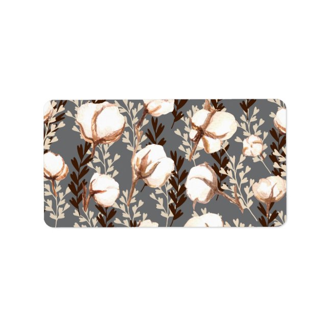 Bomullsanläggning Mönster Grått Adressetikett (Framsidan)