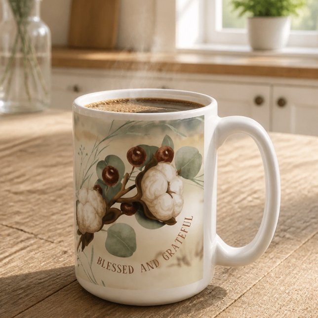 Bomullsbollväxten Välsignad och Tacksam Kaffemugg (Skapare uppladdad)