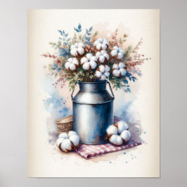 Bomullsbukett i en mjölkburk 5 poster
