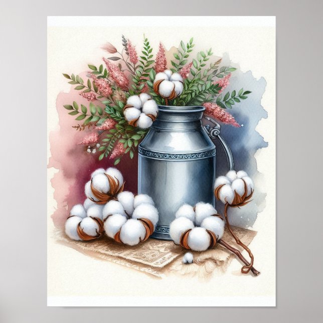 Bomullsbukett i en mjölkburk 6 poster (Framsidan)