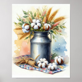 Bomullsbukett i mjölkburk 4 poster