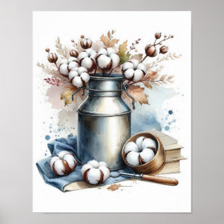 Bomullsbukett i mjölkburk 7 poster