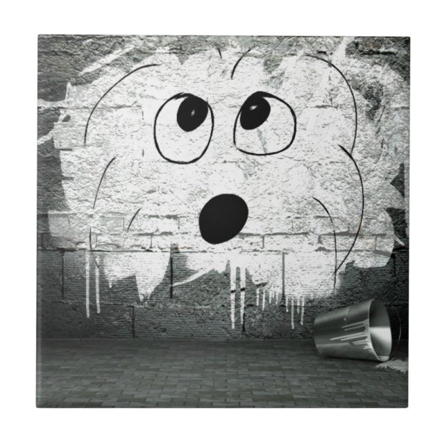 Bomullsde Tulear Grafitti konst Kakelplatta (Framsidan)