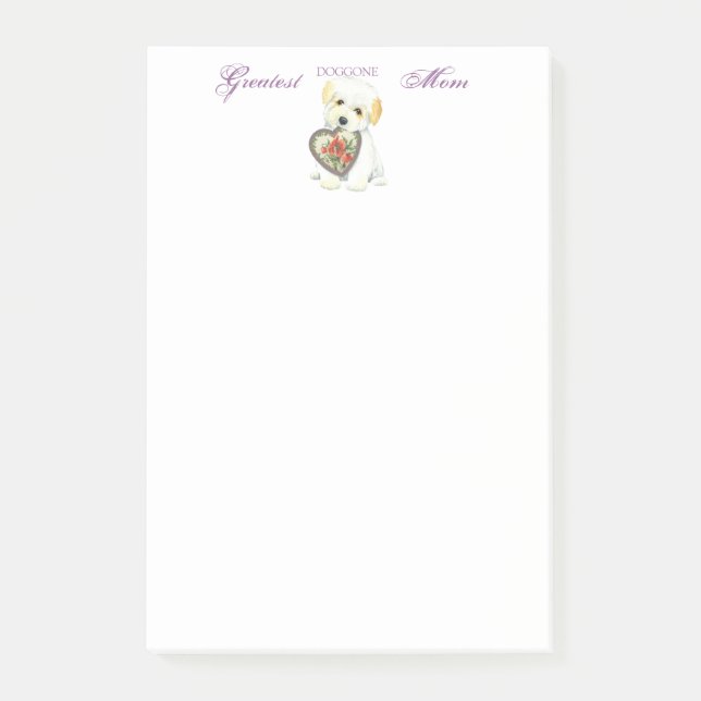 Bomullsde Tulear Hjärta mamma Post-it Block (Framsida)