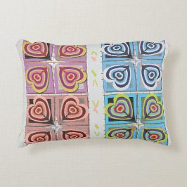 Bomullskudde med färgglada hjärtan prydnadskudde