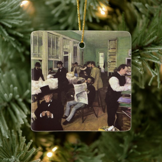 Bomullsmarknaden i New Orleans av Edgar Degas Julgransprydnad Keramik (Träd)