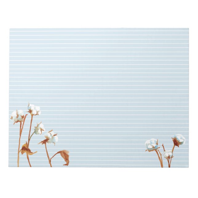 Bomullsplantor Botaniskt vattenfärgsvit linje Anteckningsblock (Framsida)