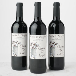 Bomullsstenar med vattenfärg i Grått Pitcher Bröll Vinflaska Etikett