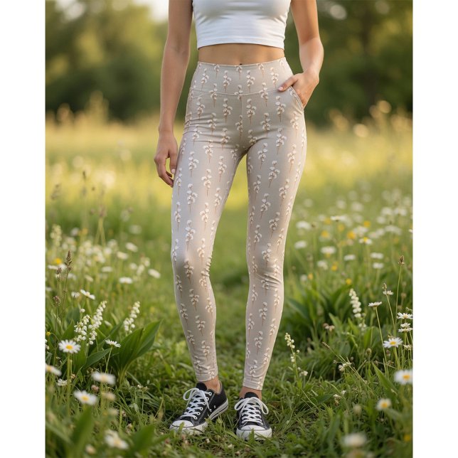 Bomullstryckta leggingar med botanisk grenmönster leggings (Skapare uppladdad)