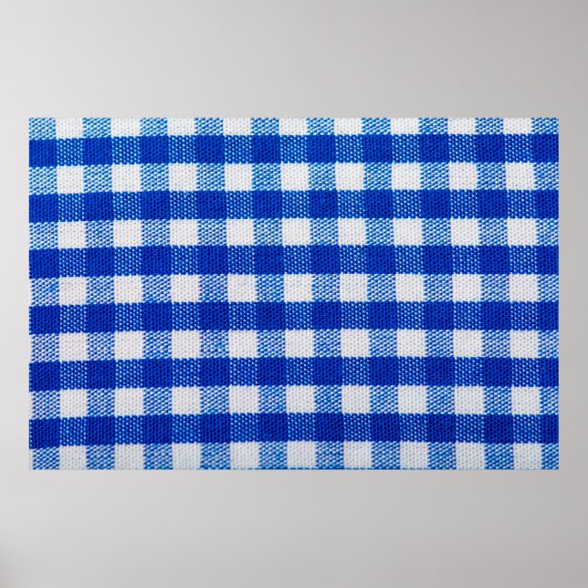 bomullstyg textur blå rutig poster (Framsidan)