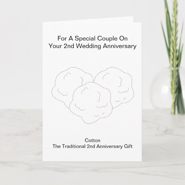 Bomullsull, Personlig 2:a Bröllop-årsdagen Kort (Framsida)