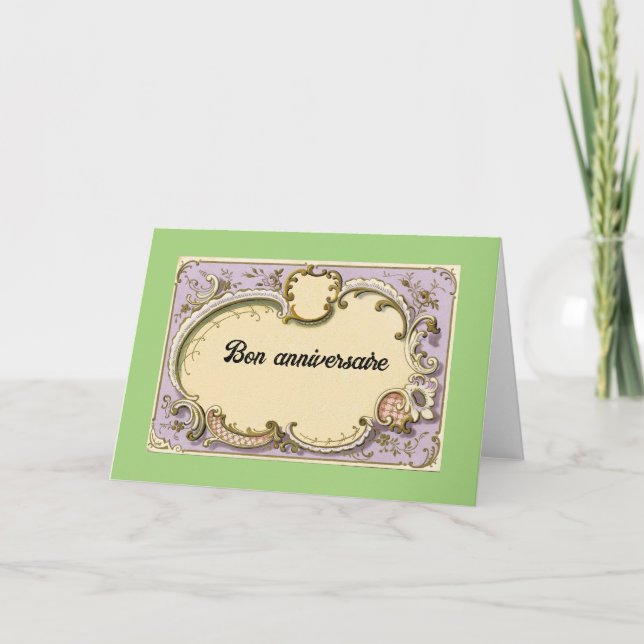Bon anniversaire (Grattis på födelsedagen)-hälsnin Tack Kort (Framsida)