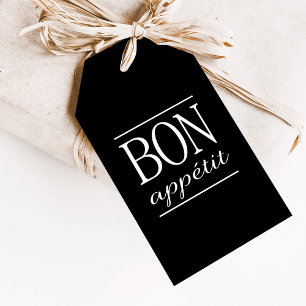 BON APPETIT Black Food Quote Presentetikett