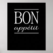 BON APPETIT Black Kitchen Dinner Quote