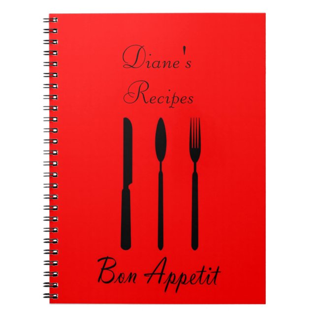 Bon Appetit Bord ställer in Recept Notebook Anteckningsbok Med Spiral (Framsidan)