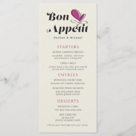 Bon Appetit Bröllop Magenta Cream Meny