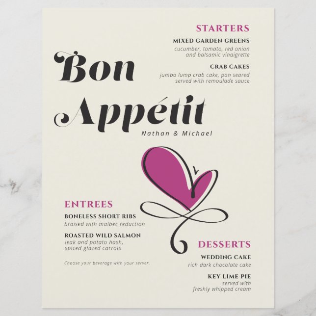 Bon Appetit Bröllop-middagen Pappra Lakan (Framsida)